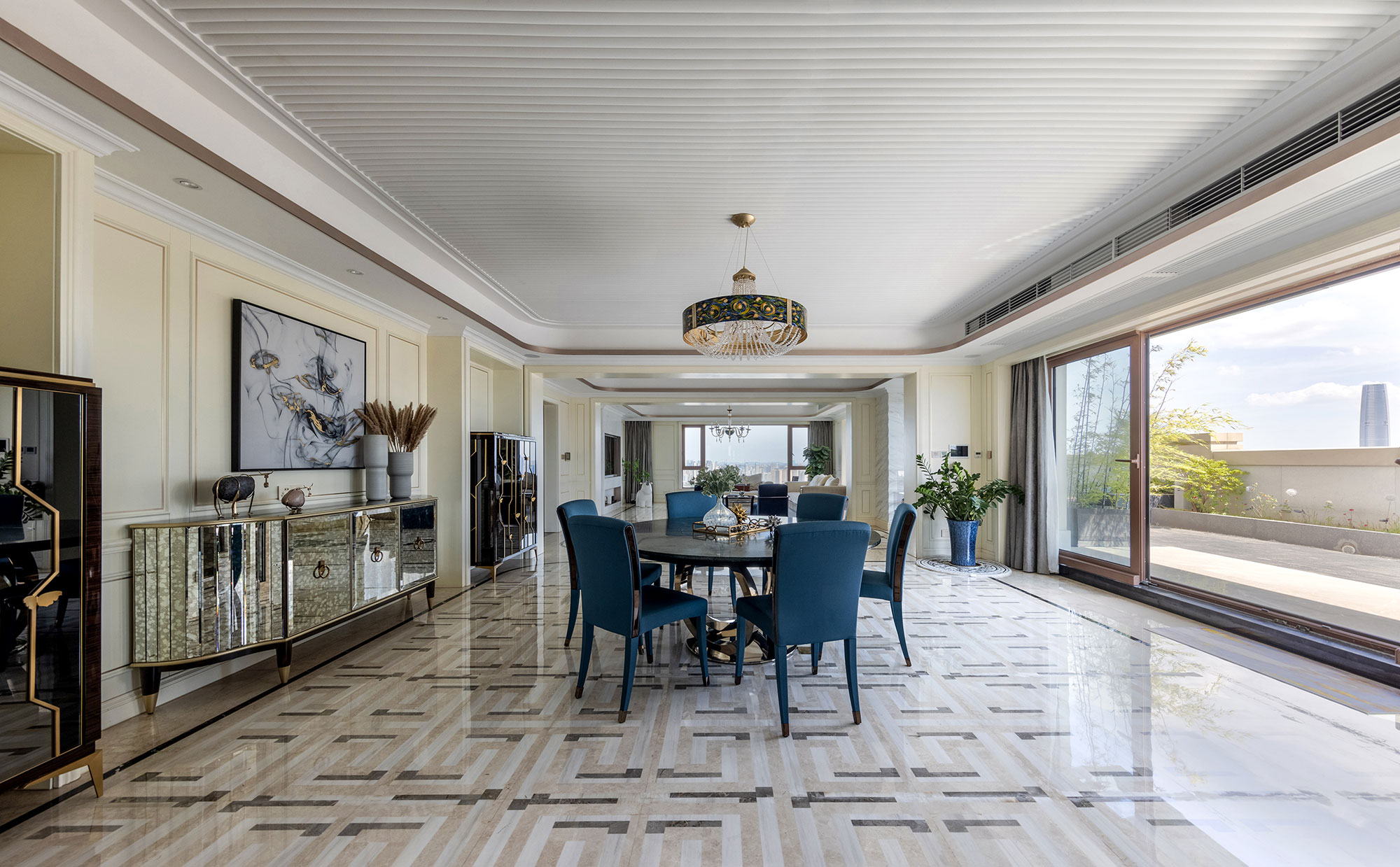 武汉天地云廷600㎡大平层装修实景,定位高级感,堪称混搭天花板