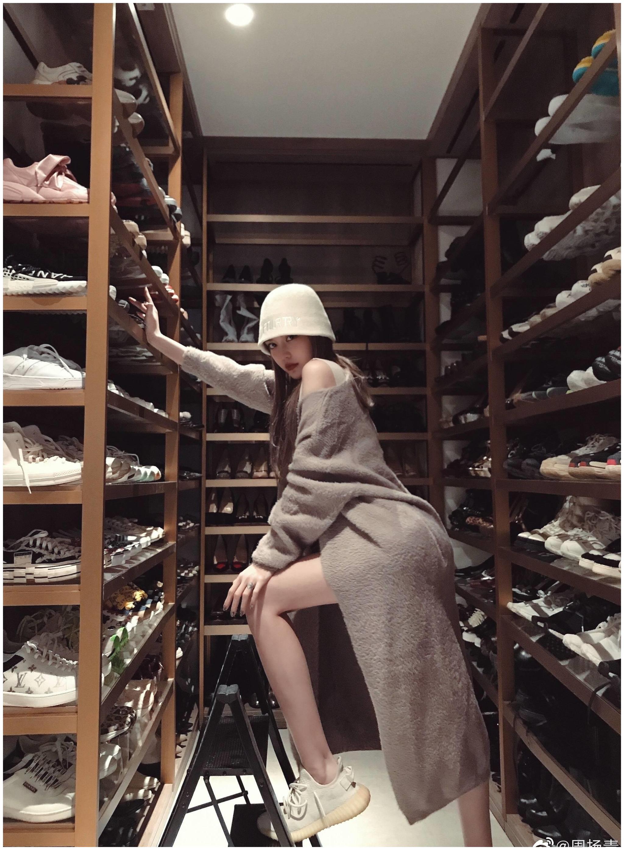 罗志祥前女友晒名鞋,9层鞋柜亮瞎眼!网友称:一面墙能抵一套房