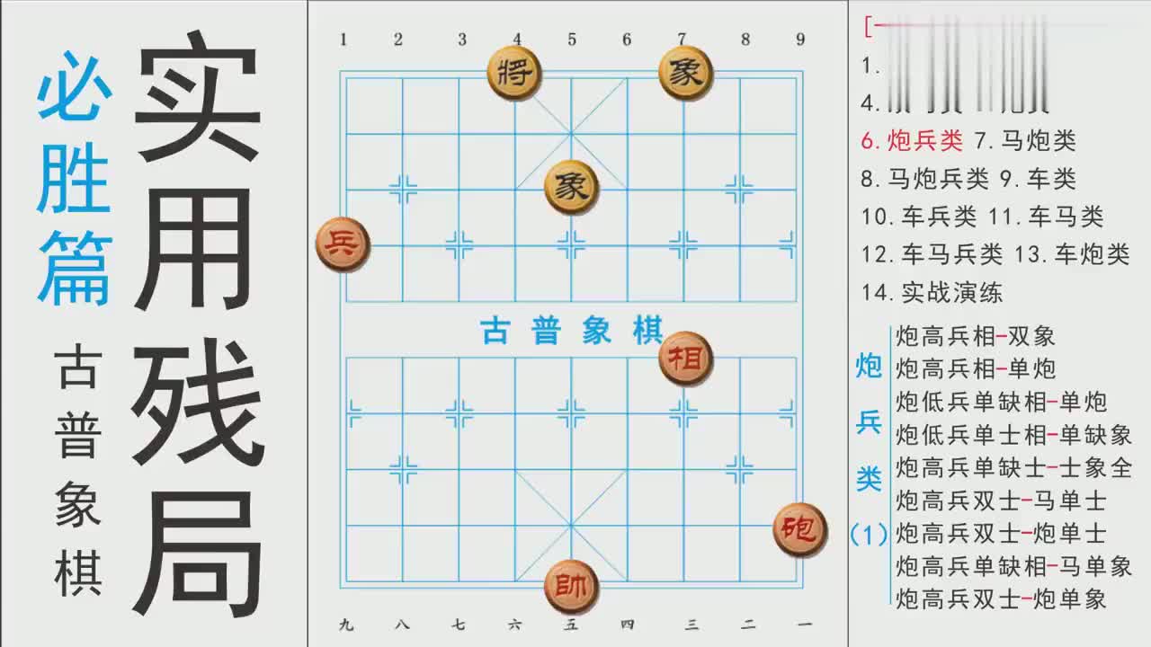 象棋必胜残局:炮高兵相胜双象,最低配置