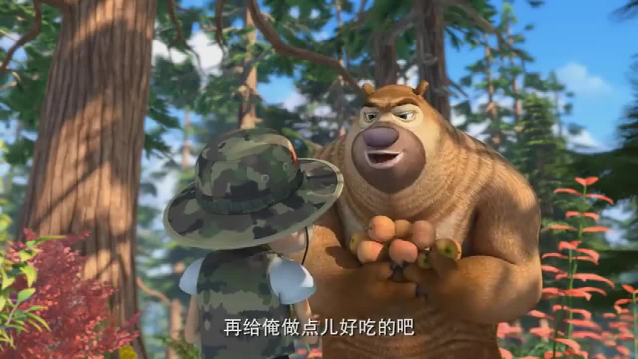 熊二当美食评委太贪吃苹果都吃完了才想起要尝味道