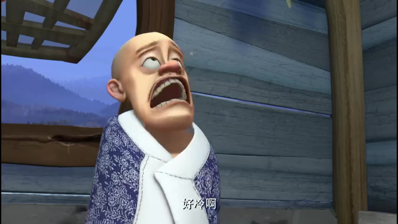 光头强用鱼诱惑熊二,熊二果然上钩,这下可糟了