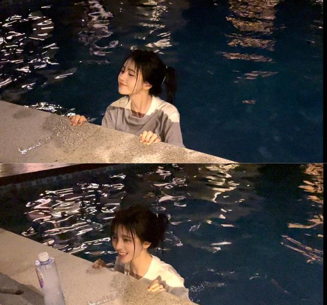 四千年美少女鞠婧祎泳池湿发氛围感绝美出水芙蓉难掩美丽