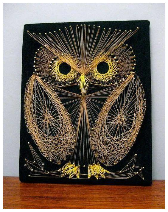 剩余的绣线绕在钉子上让家里留白的墙美得让人陶醉附教程