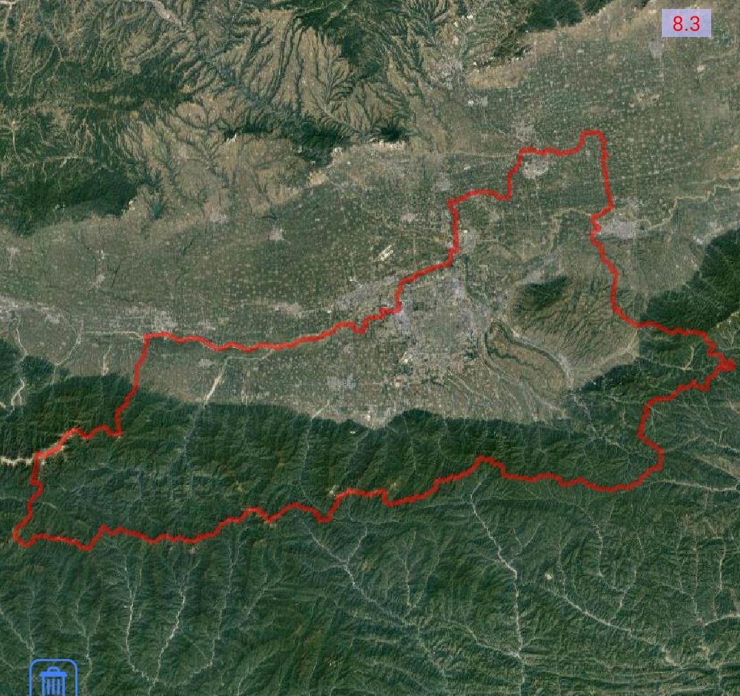 西安市地形图西安市南部为秦岭山脉山区,北部为平原.