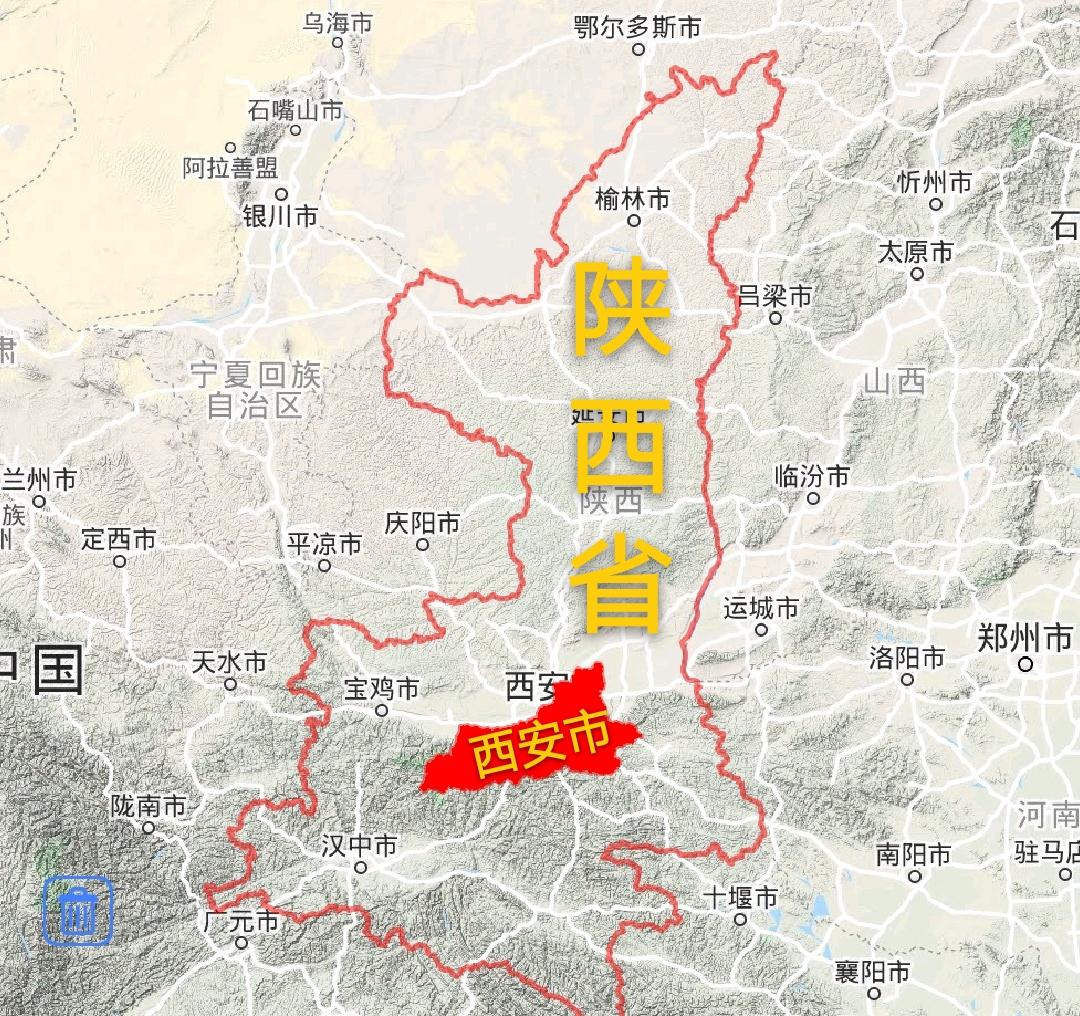 西安市地理位置图西安市位于陕西省中部偏南地区,版图比较狭长,东西