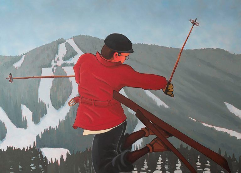 加拿大画家米切尔芬顿的滑雪系列油画作品