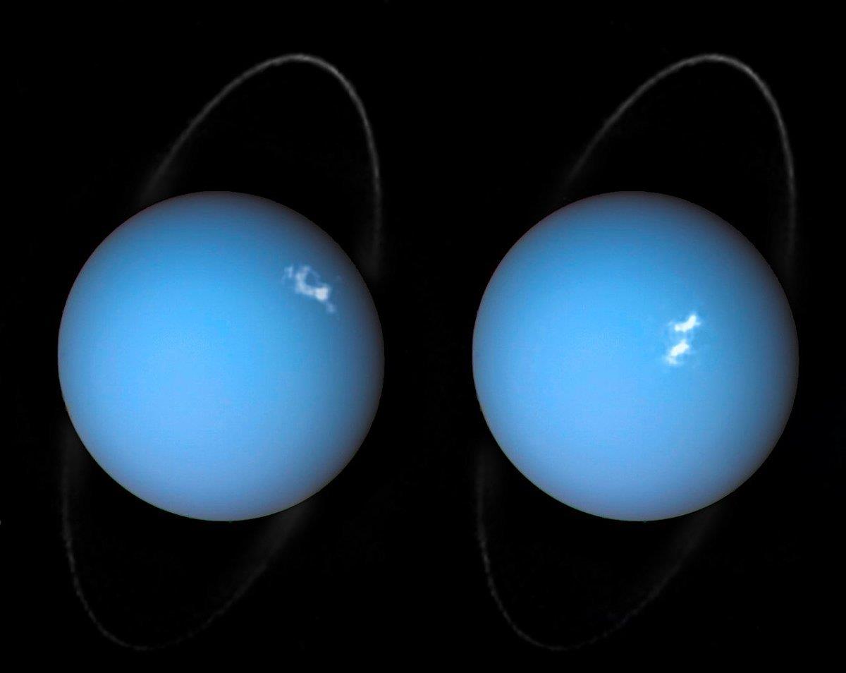 海王星.除了星环以外,这里和天王星环境更像.