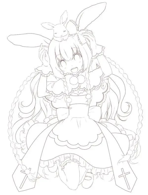 大量动漫素材线稿q版人物男女动漫人物素材快来练习吧