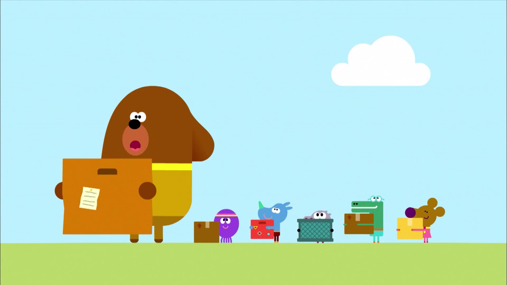 嗨道奇:阿奇带着小朋友搬家,真是可爱,一起拿这么多东西