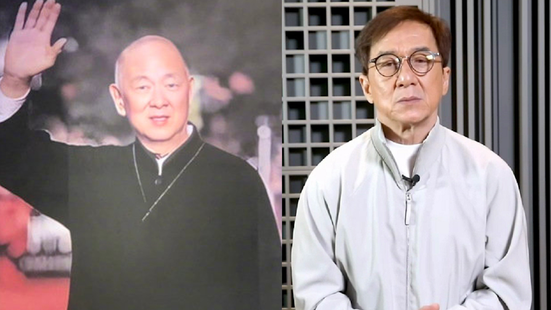 武打巨星王羽追思会成龙录影片哀悼追忆前后辈往日情谊