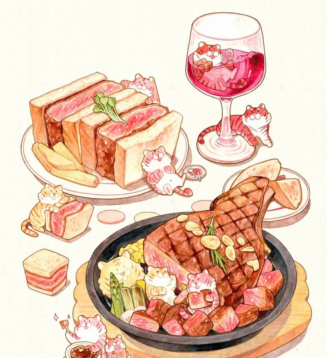 看着就让人觉得超幸福的美食插画,治愈一切不开心