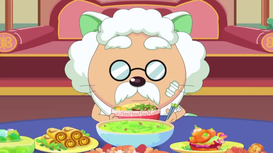 喜羊羊:村长的关心教育,让喜羊羊无法反驳,只能乖乖吃掉!