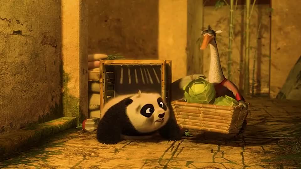功夫熊猫鹅爸对小熊猫除了温柔只剩下爱了吧