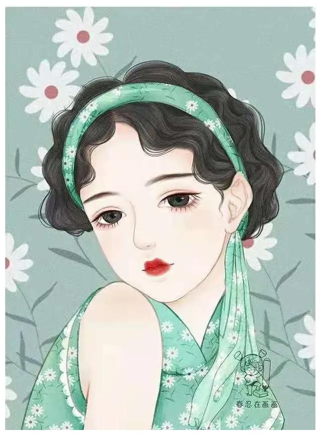 画中女子的优雅和知性美跃然纸上,着实