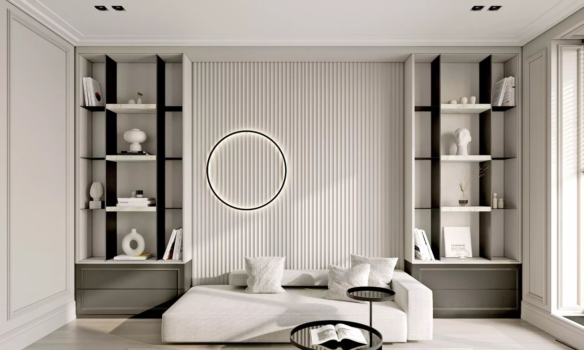 235㎡现代轻奢,护墙板 长虹玻璃搭出精致感