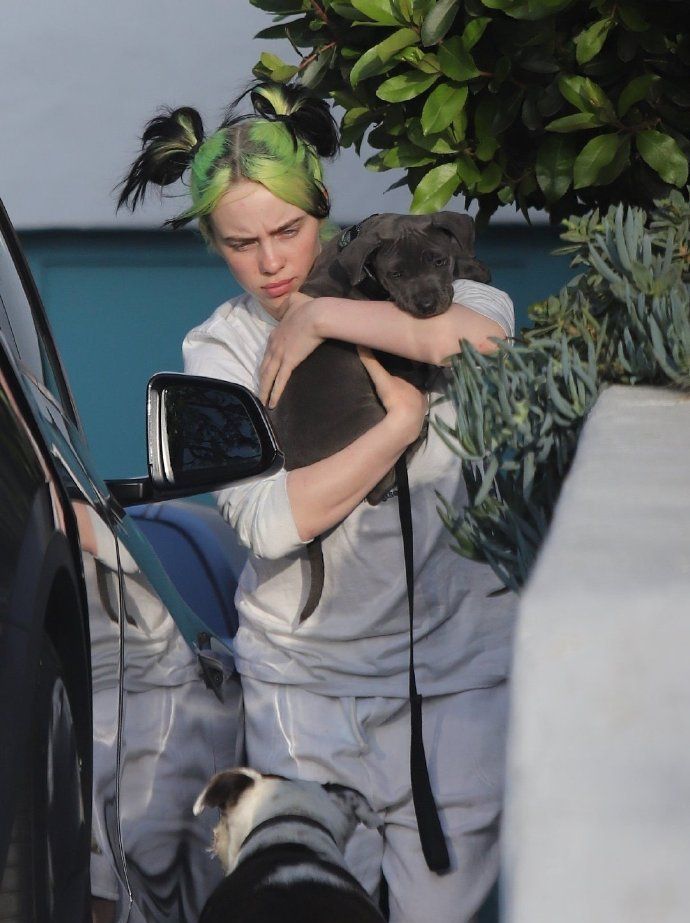 比莉·艾利什现身家门口,双丸子头造型吸睛,这个碧梨也太可爱了