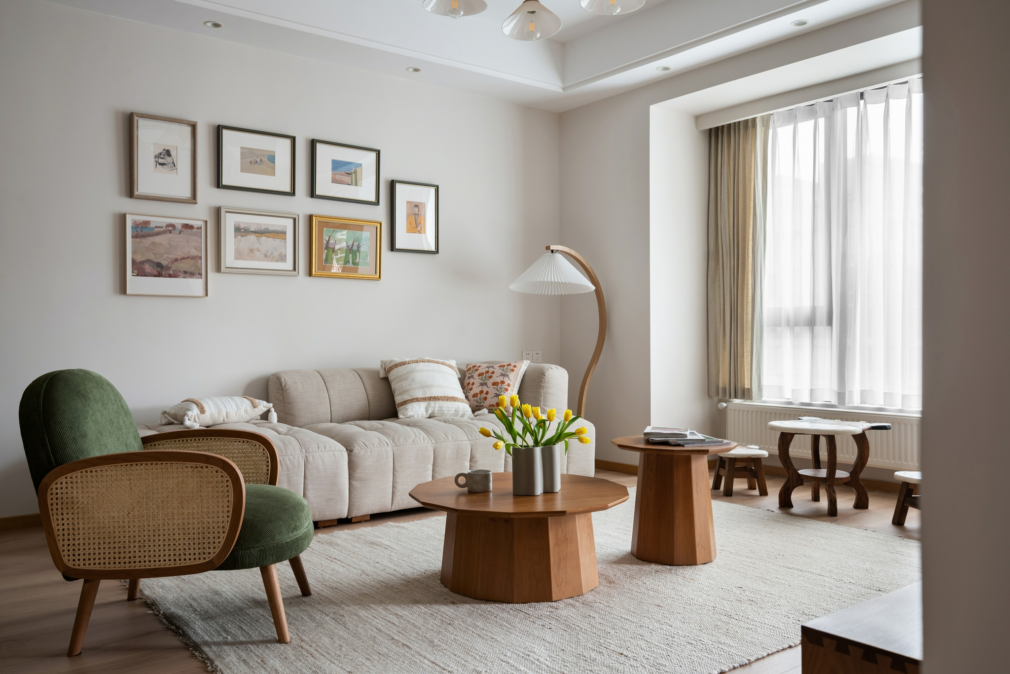 包岱妮作品:124㎡北欧自然风,原木定义的美学,清爽耐看!