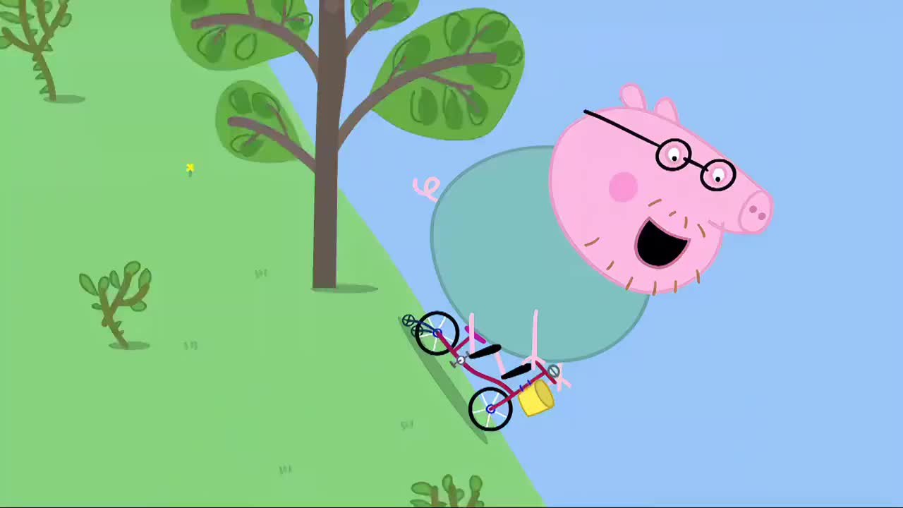 小猪佩奇:猪爸爸真狡猾,说好的做俯卧撑,却躺着看电视!