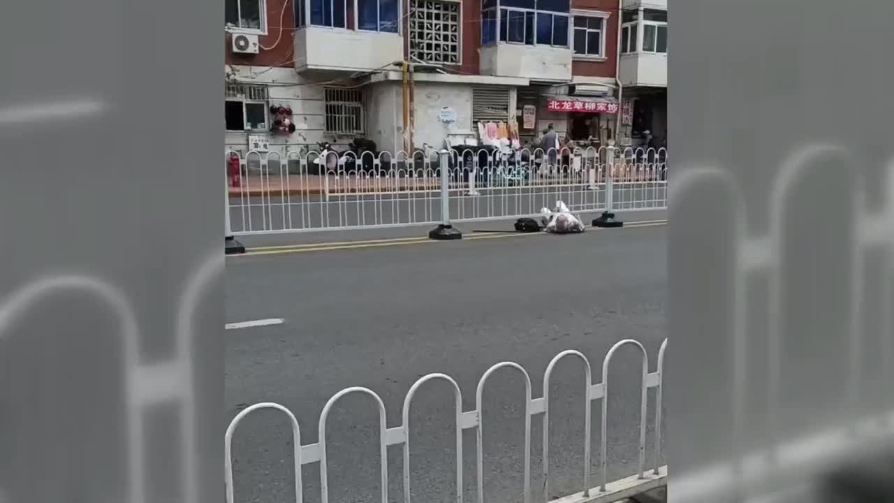 太危险！天津老人躺地上钻护栏底部过马路，热心大哥上前搀扶