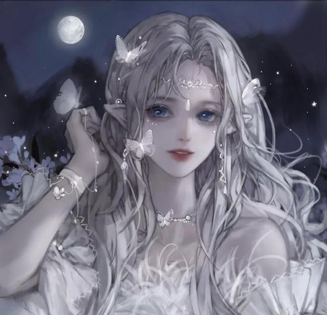 「动漫头像」月遇从云,花遇和风,今晚上的夜空很美