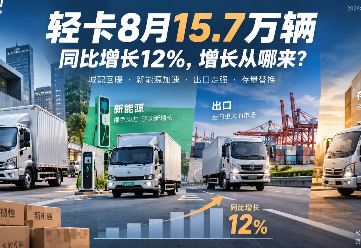 轻卡8月15.7万辆，同比增长12%，企业销量能直接排榜吗