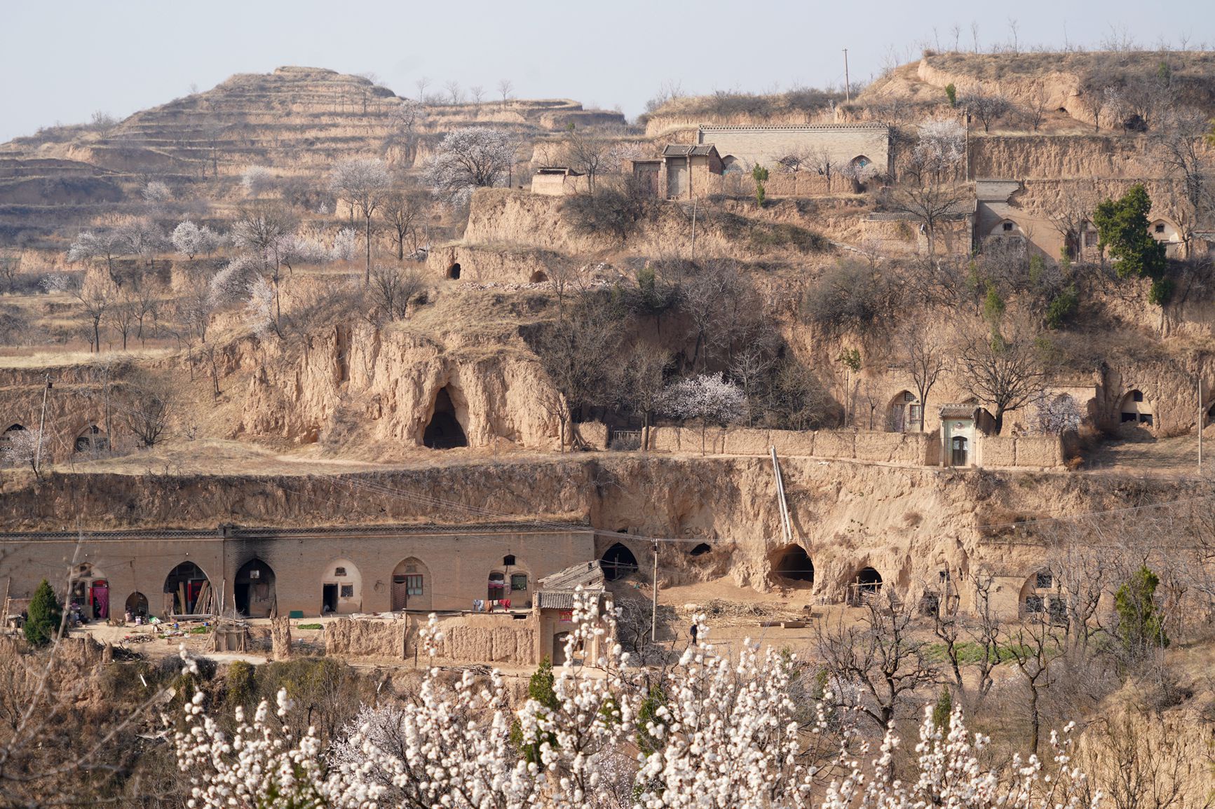 的发展,大多数农民已经搬离了这里,黄土山体上留下了一孔一孔的土窑洞