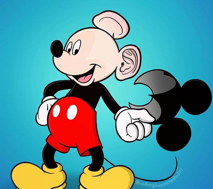 秃顶的米老鼠?艺术家画了一组"毁童年"的漫画