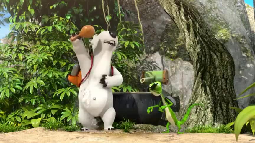 倒霉熊旅行被绿蜥蜴套路摔得太惨看着都疼