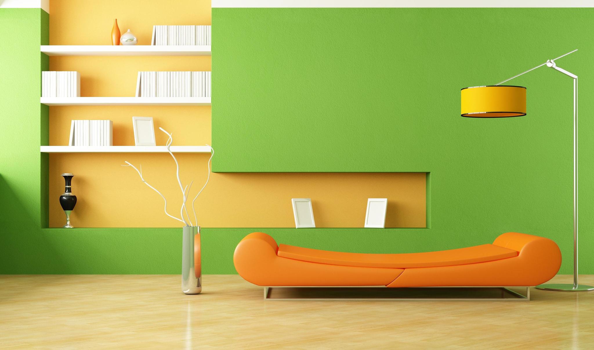 餐厅客厅的墙面都是橙色的 ，电视墙的墙纸配什么颜色搭配合适 ？ 绿色部分配什么颜色墙纸比较搭配 ？_百度知道