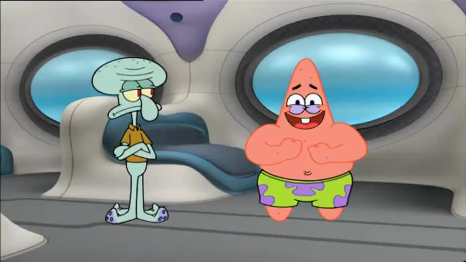 章鱼哥害怕坠机,一下跳到蟹老板身上求抱抱!