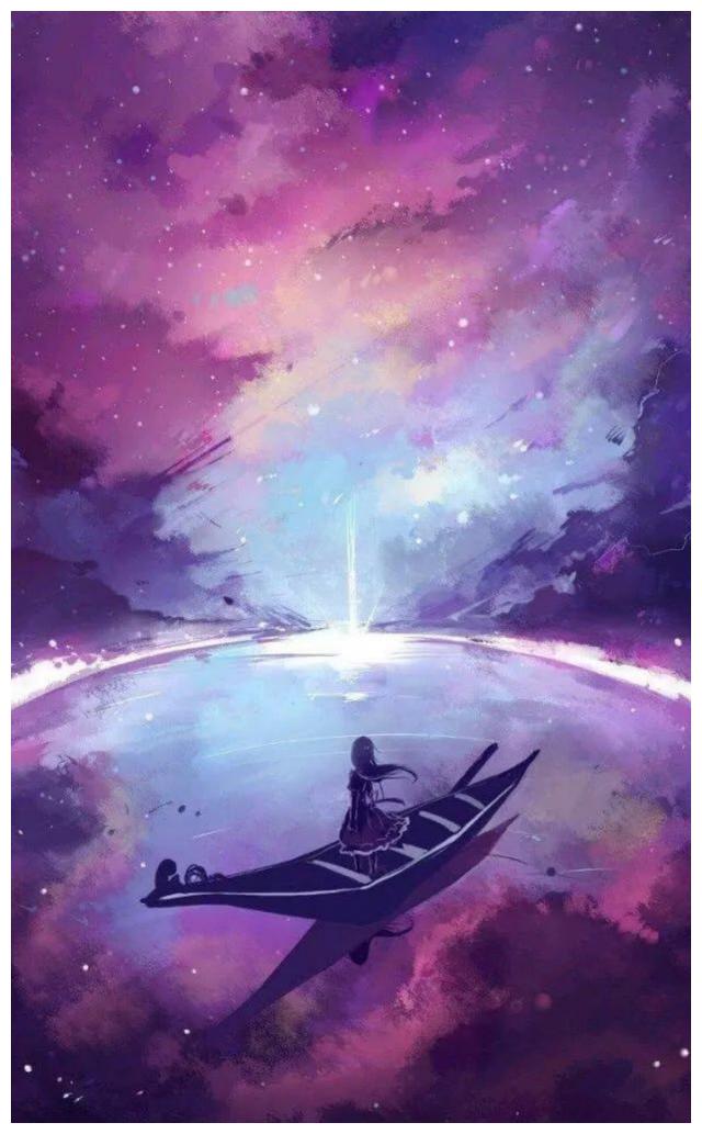 二次元唯美意境壁纸 少女的星月神话__财经头条