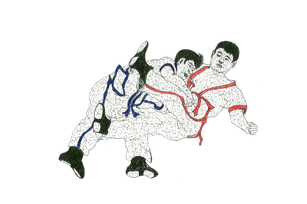 签字笔临摹创作——中国跤百跤图(5-2)|中国式摔跤|签字笔|绘画_新浪