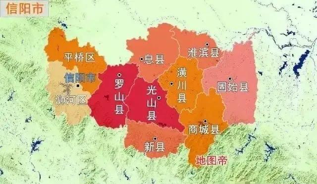 信阳行政中心偏西,应该拆分为两个地级市