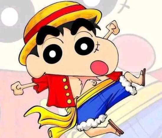 当海贼王误入蜡笔小新路飞呆萌白胡子帅气看到大妈求婚