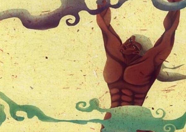 天就很高很高,地就很厚很厚,盘古氏当然也成了顶天立地的巨人