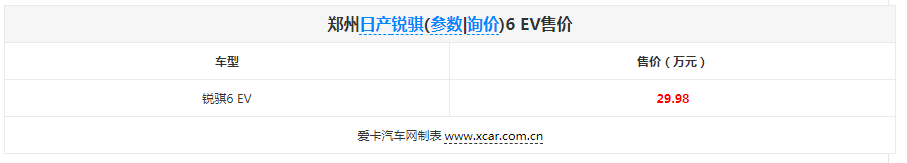 郑州日产锐骐6 EV正式上市 售29.98万元