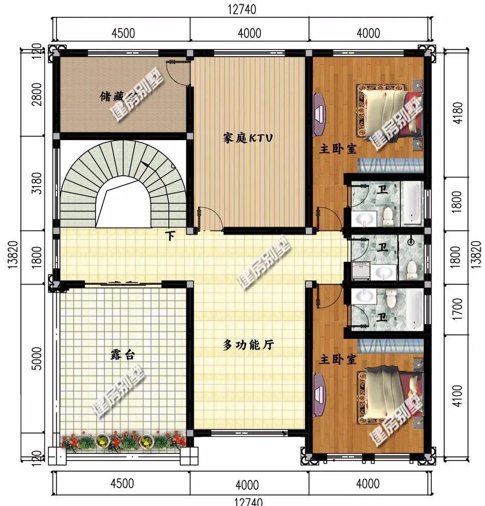 欧式风格设计的两栋农村别墅,客厅挑空,布局都很妙
