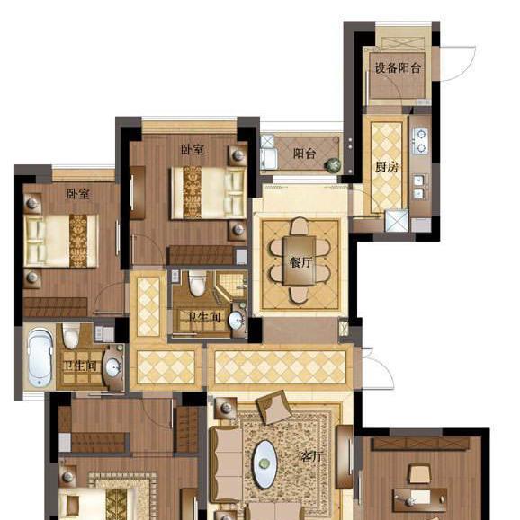 荣安府三居室平面布置图