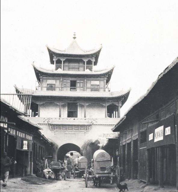 1910年甘肃酒泉历史建筑照片肃州北城门鼓楼与瞭望塔