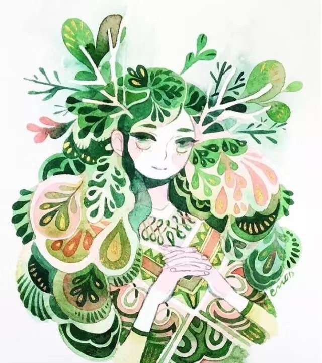 披上春的衣裳,插画师 maruti bitamin 笔下清新的植物精灵