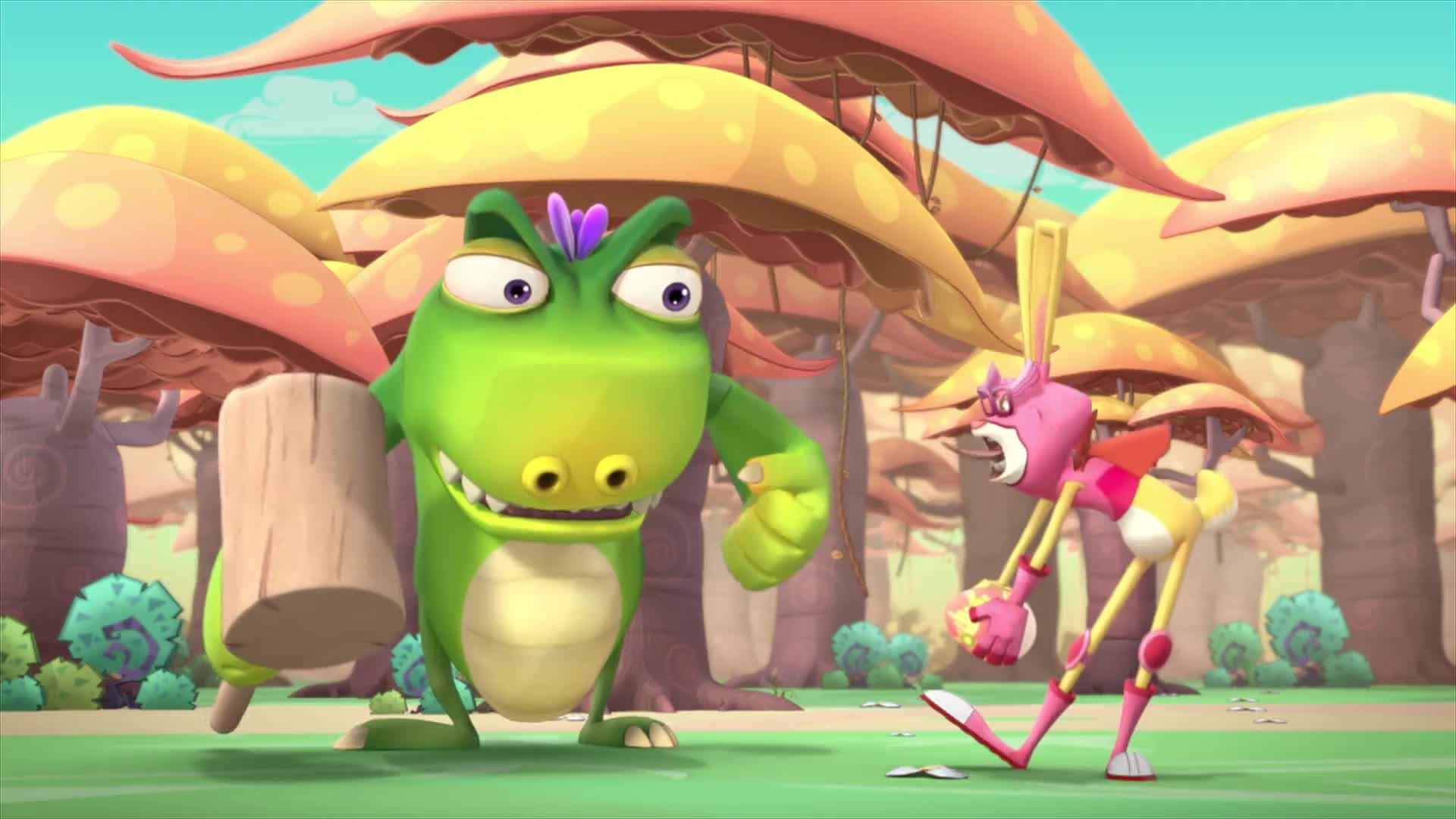 蛋计划:萝卜兔走投无路,看到树上有个轮胎,成功砸晕食蛋兽