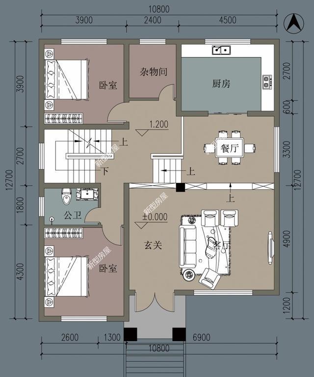 农村自建房,进深13米宽11米座北朝南怎么设计?