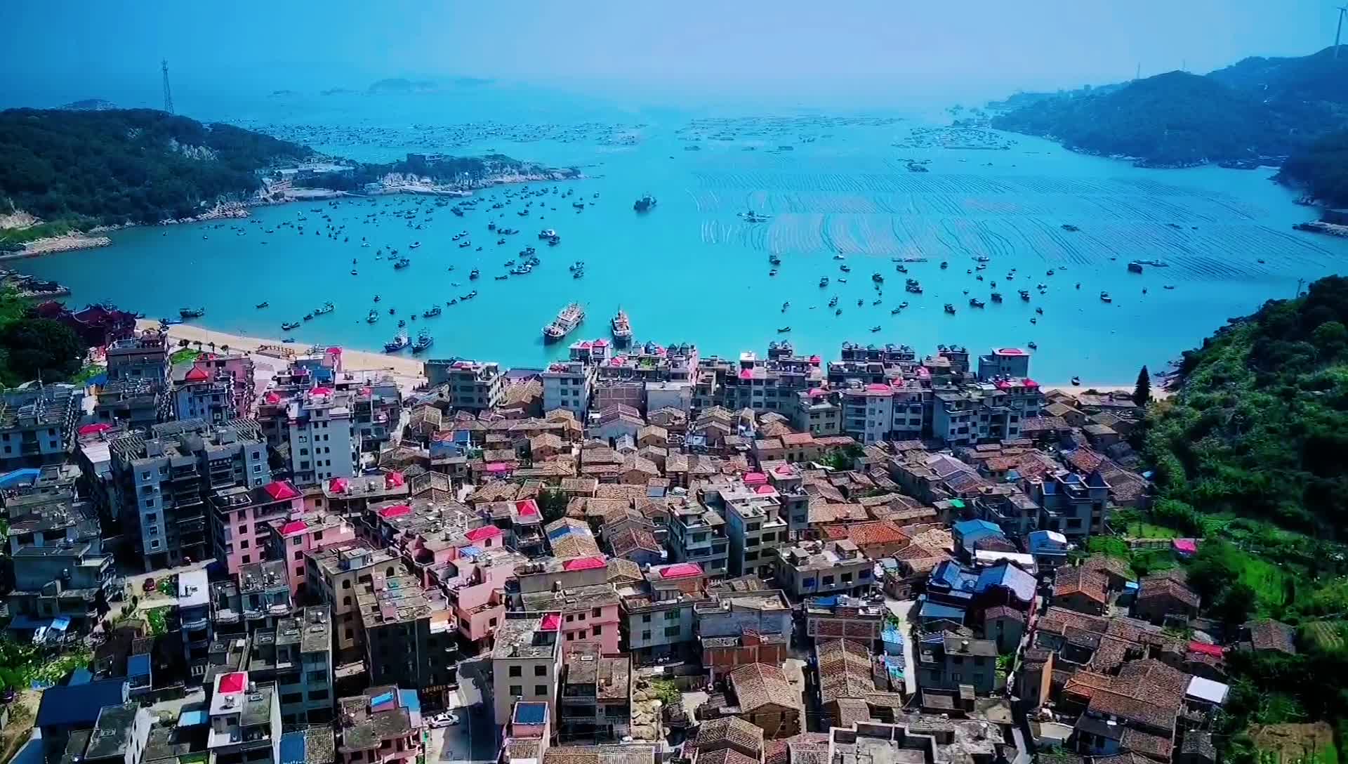 航拍福州连江县苔菉镇大建村,苔菉镇最美丽乡村!