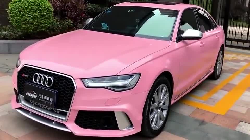 广东女富婆定制粉红奥迪rs6有钱就是好办事羡慕