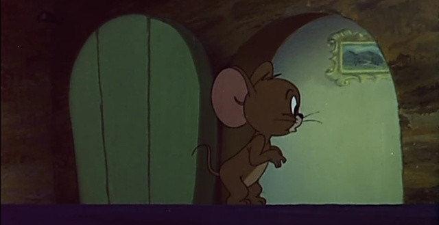 猫和老鼠汤姆追赶杰瑞劲儿用大了结果一头扎进老鼠洞了