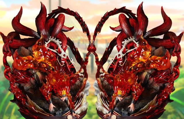 鸣人半九尾化的手办尾兽外衣如同火焰6尾形态让人心疼