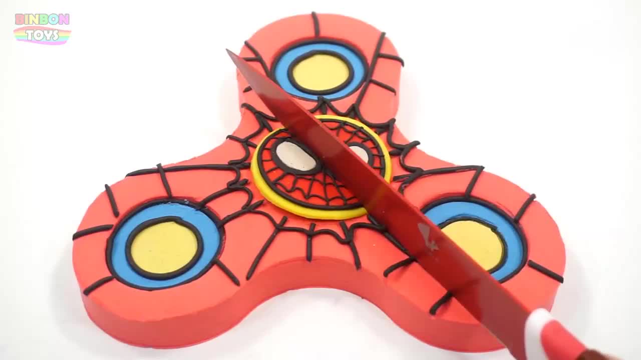 diy,太空沙创意彩色陀螺造型,橡皮泥蜘蛛侠花纹也太漂亮了!