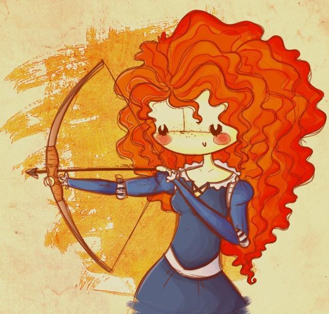 看迪士尼公主变为小眼睛女生时花木兰变为淑女她依旧开弓射箭