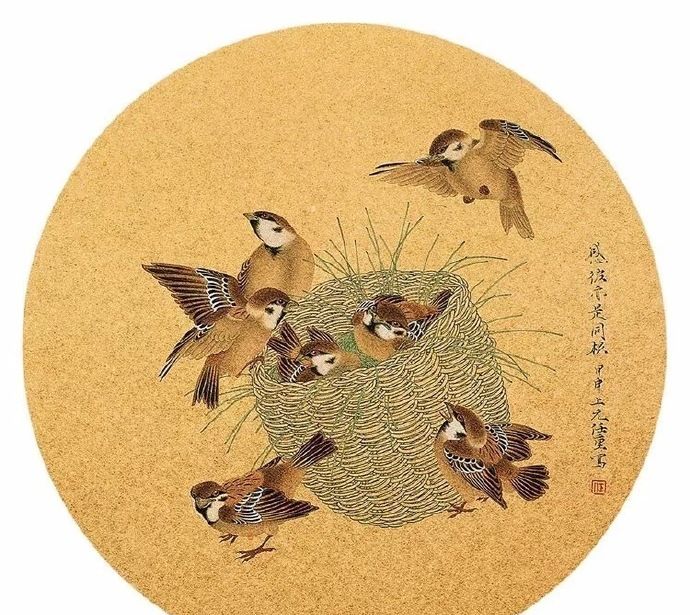 桂魄初生,银筝夜久.青年画家任重扇面小品(一)