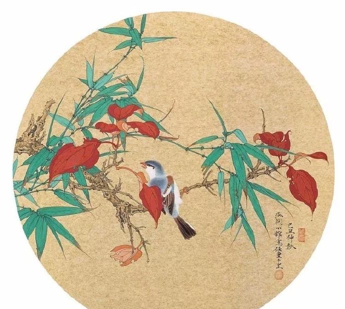 桂魄初生,银筝夜久.青年画家任重扇面小品(一)